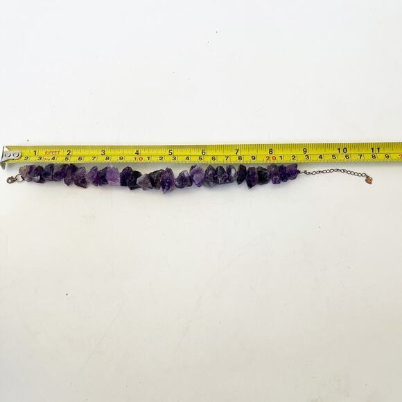 Natural Amethyst 925 Silver Bracelet 9 - 10" Uncut Rock Boho Western Sedona - Picture 3 of 4